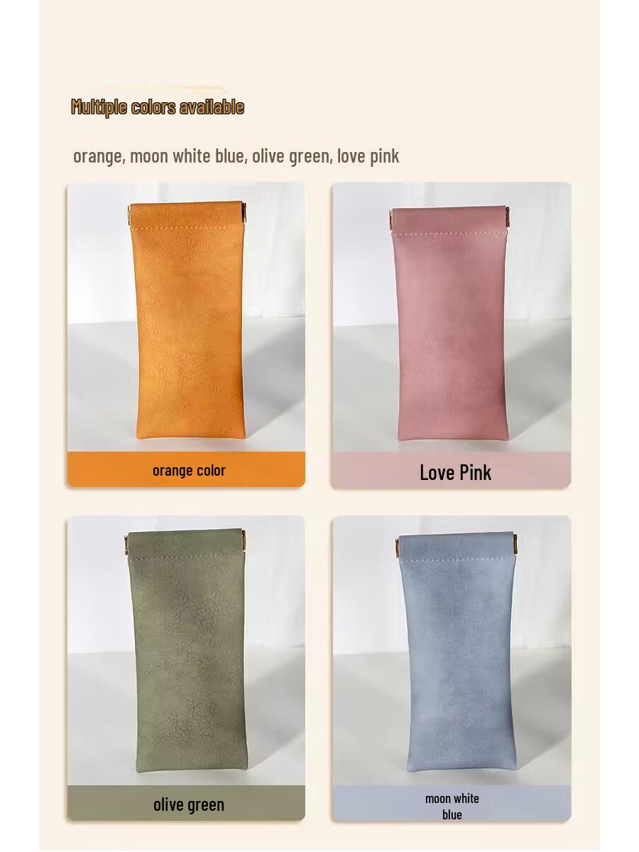 

Кожаный чехол для солнцезащитных очков с автоматическим закрытием - чехол для хранения унисекс с пружинным замком розовый