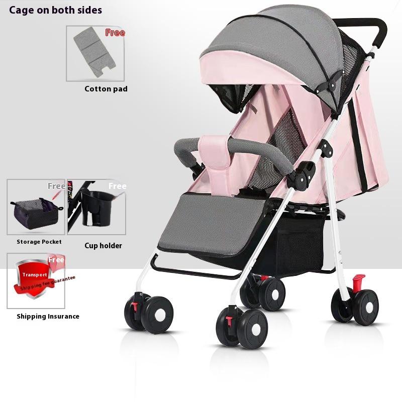 Stroller stroller can sit and lie down 0 to 3 years old, lightweight and foldable one-click collection, children's four-wheel baby walker stroller