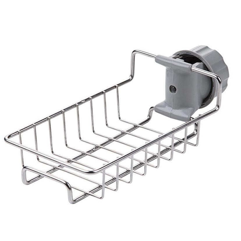 1 Pcs Kitchen Sink Faucet Shelf Stainless Steel Sponge Holder Adjustable Sink Faucet Dishcloth Towel Storage Rack