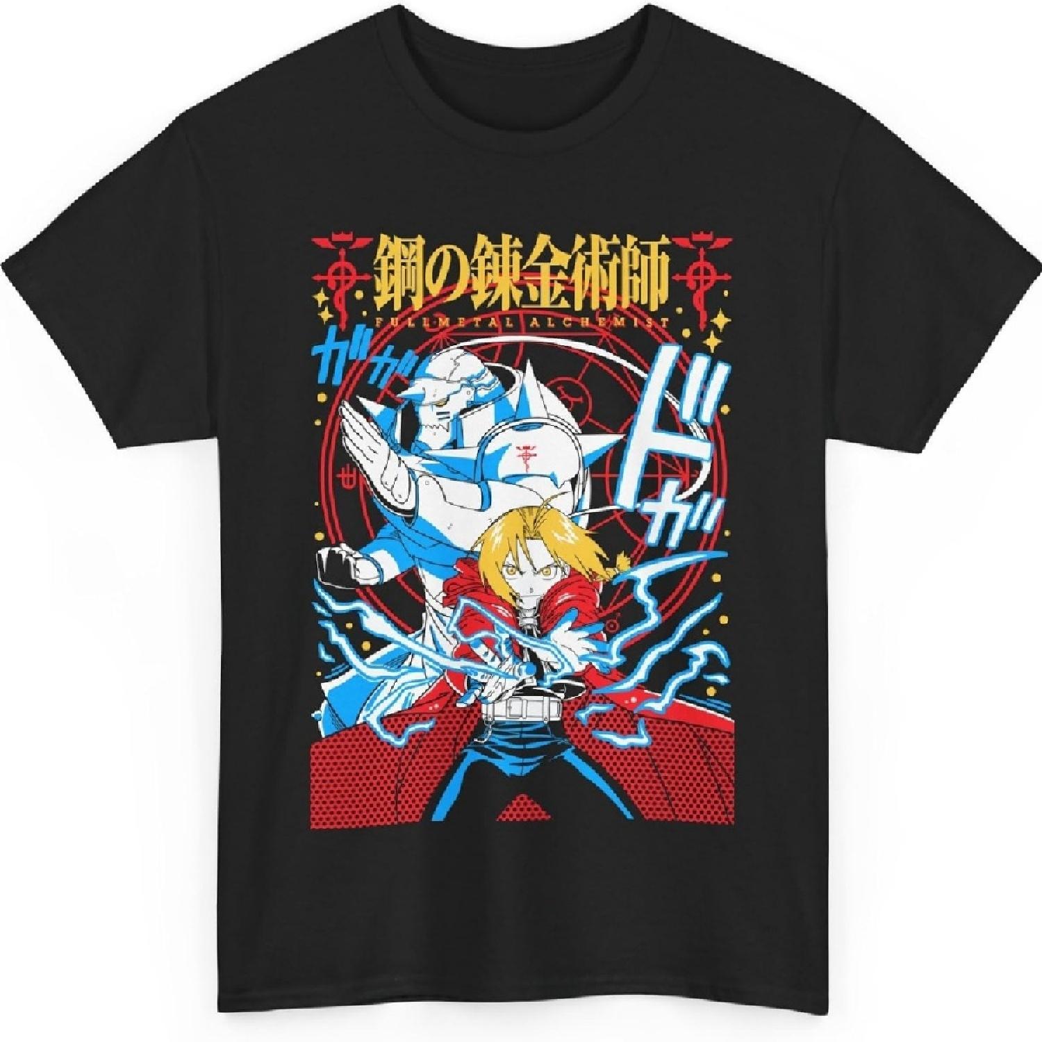 

Fullmetal Anime Alchemist T-Shirt,Japanese Anime Shirt Cotton Short Sleeve tee M-2 XXXXXL чорний
