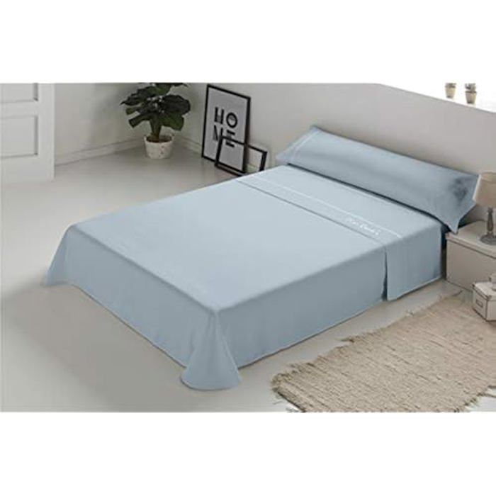 Parure De Lit 100% Coton Pierre Cardin Arcadia Pour Lit De 135 Cm - Bleu