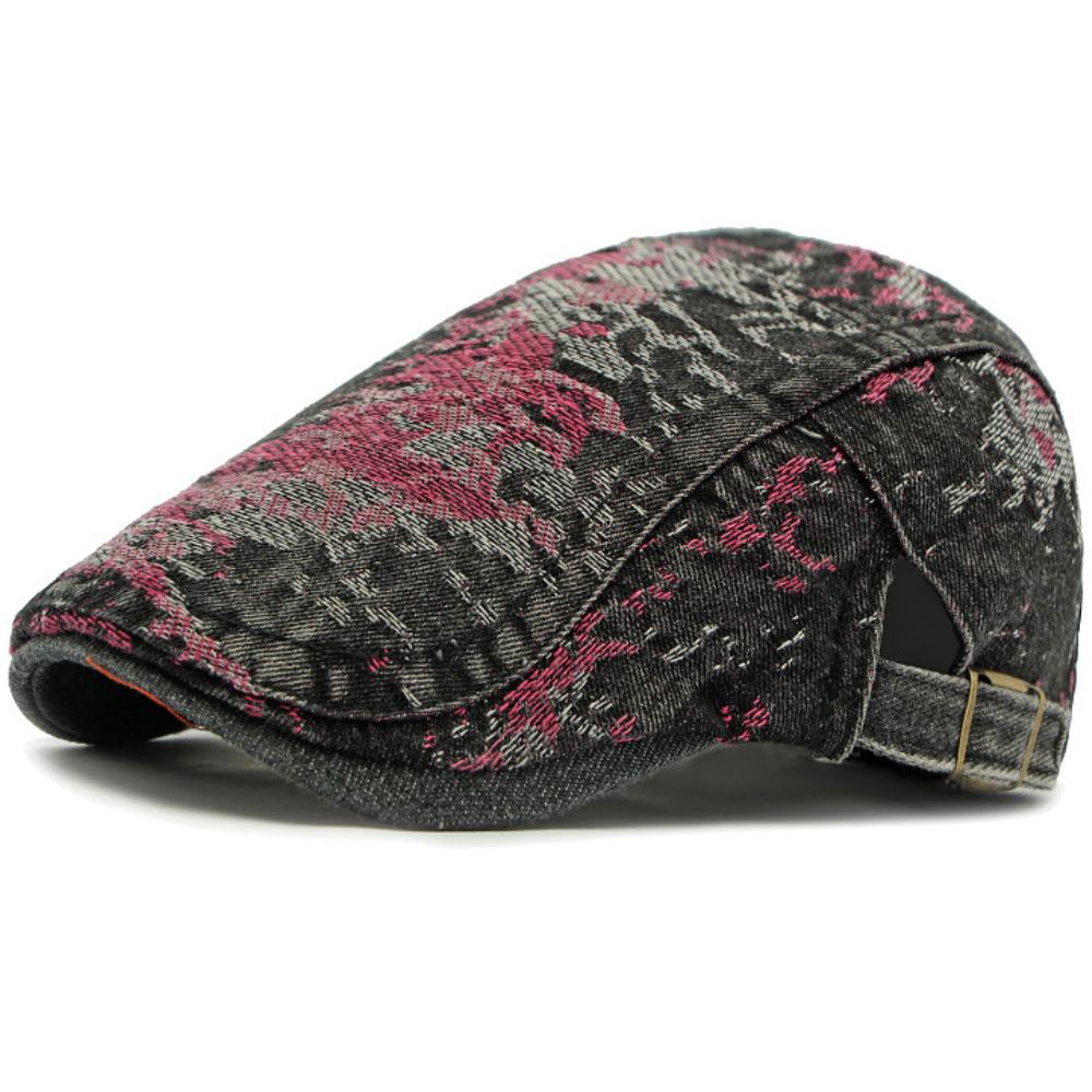 

HT4802 Beret Cap Men Women Spring Summer Autumn Denim Hat Vintage Artist Painter Beret Hat Male Female Ivy Flat Cap Mens Berets 55-60cm Adjustable