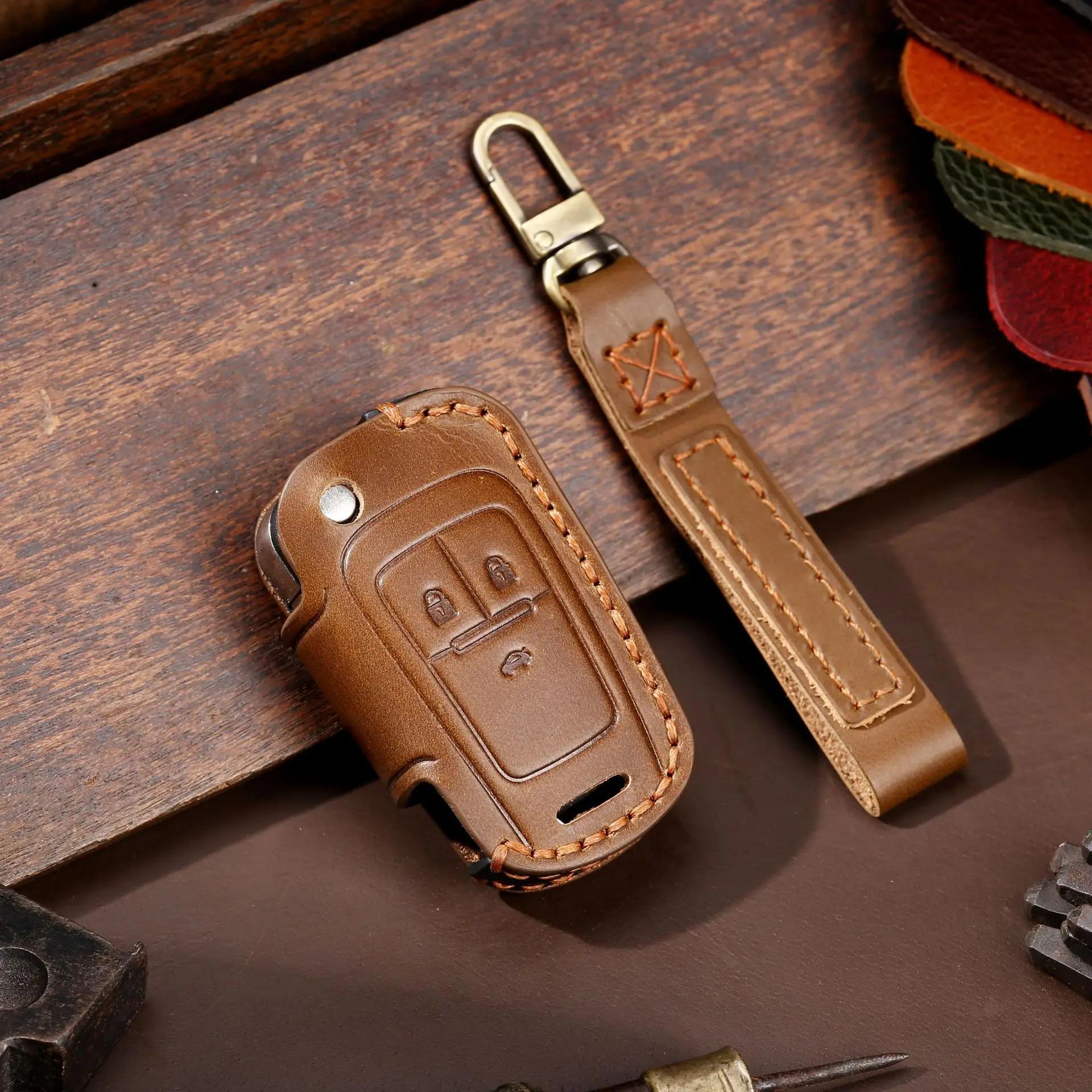 

Leather Car Key Cover Keychain Holder Case Protector for Buick Envision Vervno GS 20T 28T Encore NEW LACROSSE for Opel Astra K