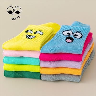 Damen Socken Atmungsaktiv Smiley Süßigkeiten Trend Cartoon Schlauch Lustig Einfarbige Socke Damen