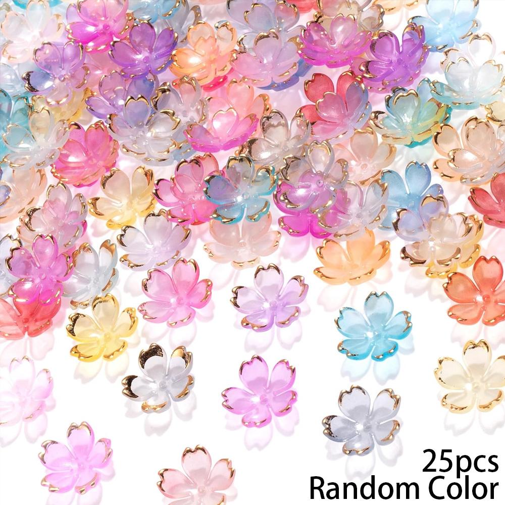 25/55/105pcs Acrylic Cherry Blossom Beads, Flower Shaped Spacer Beads, Five Petal Flower Beads DIY Summer Beach Ankle Bracelet Earrings Keychain