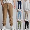 Mode Neue Herren Freizeithose Baumwolle Leinen Grenzüberschreitend Neu Einfarbig Kordelzug Sport Freizeit Atmungsaktiv Kordelzug Hose