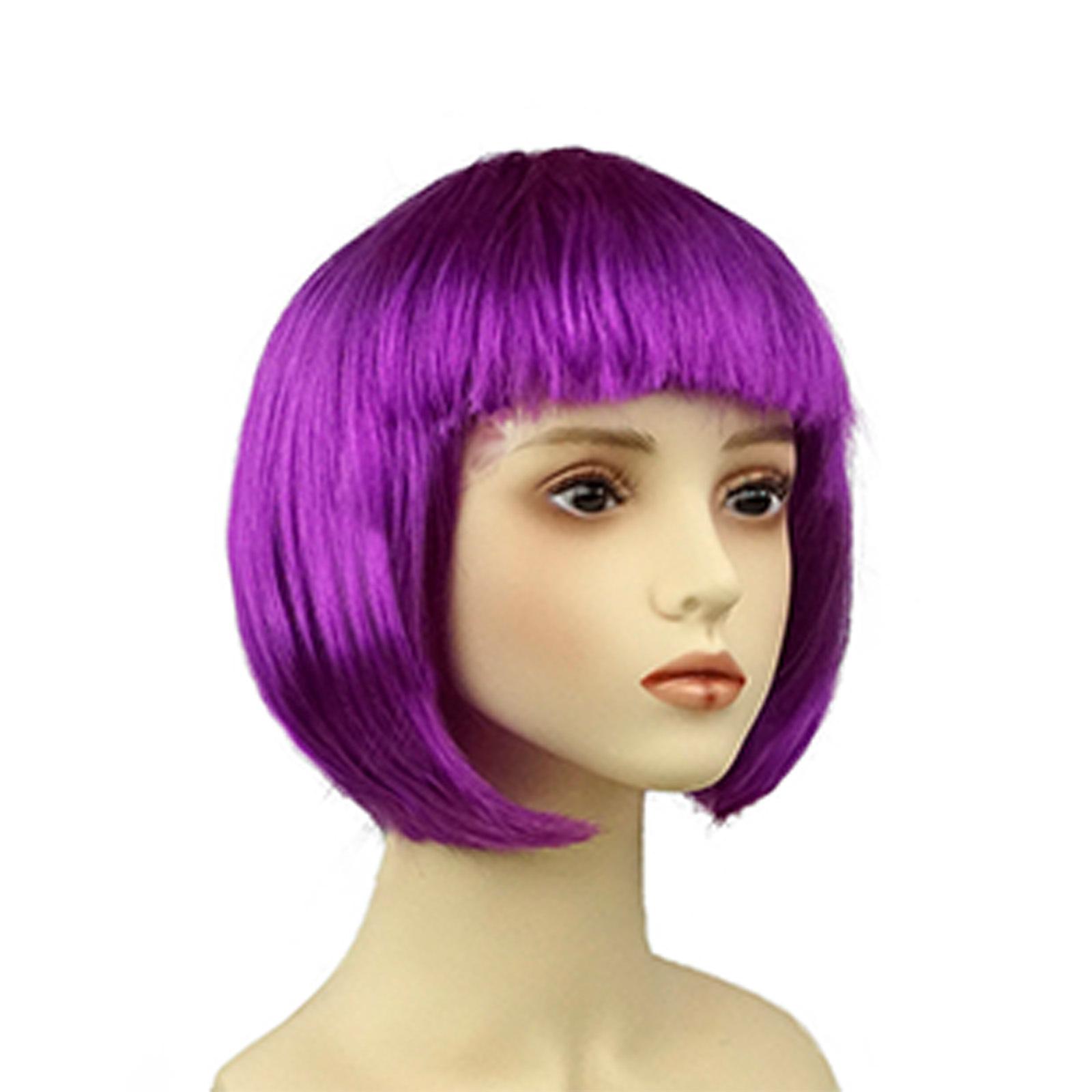 

1 штука короткий прямий боб перука з пласким чубчиком кольорове синтетичне волосся для косплею, щоденного носіння, вечірки, костюма та моди One Size