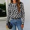 Women's Fashion Temperament Long Sleeve Round Neck Flower Knit Sweater