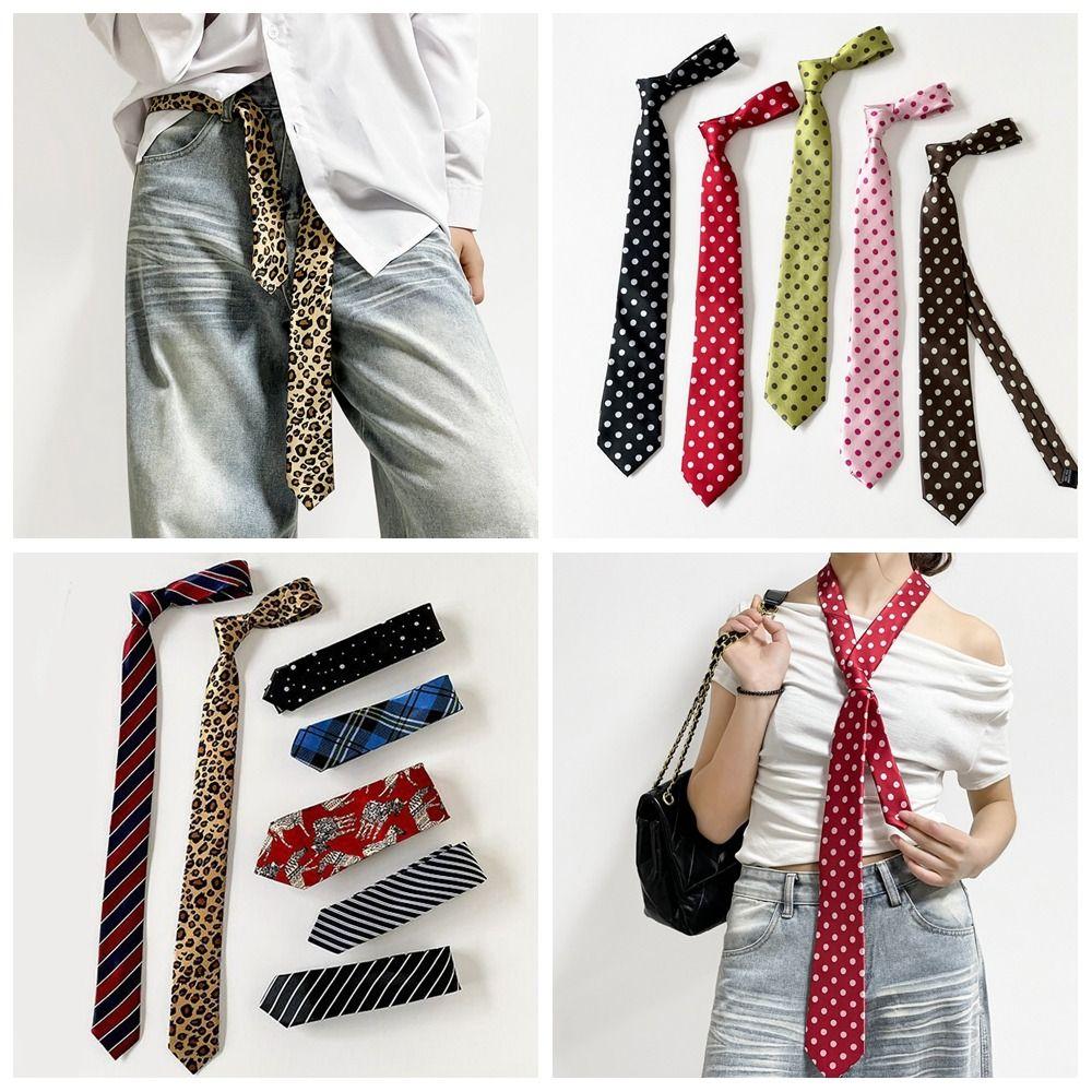 Long Polka Dot Tie Wave Point Shirt Tie Decoration Leopard Print Necktie JK Uniform Decoration
