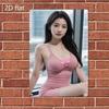 HD Metal Tin Sign Elegant Asian Beauty In Pink Bodycon Dress City View Vintage Wall Art D Flat Retro Iron Painting Plaque for