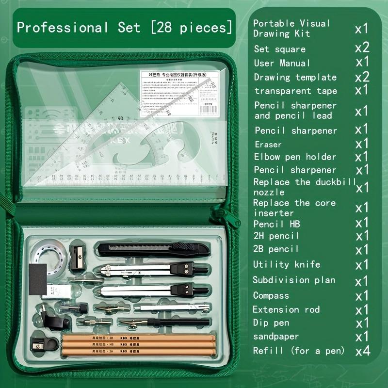 

1 Набір Преміум Набір для Точного Інженерного Креслення та CAD-Дизайну, Включає Циркуль, Транспортир, Лінійку, Паралельну Лінійку, crtz