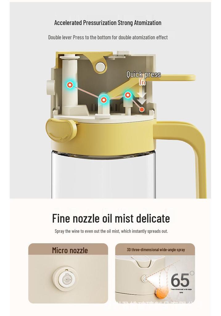 Integrated Kitchen Oil Sprayer: Two-in-One Automatic Glass Oil Bottle with Non-Stick Feature