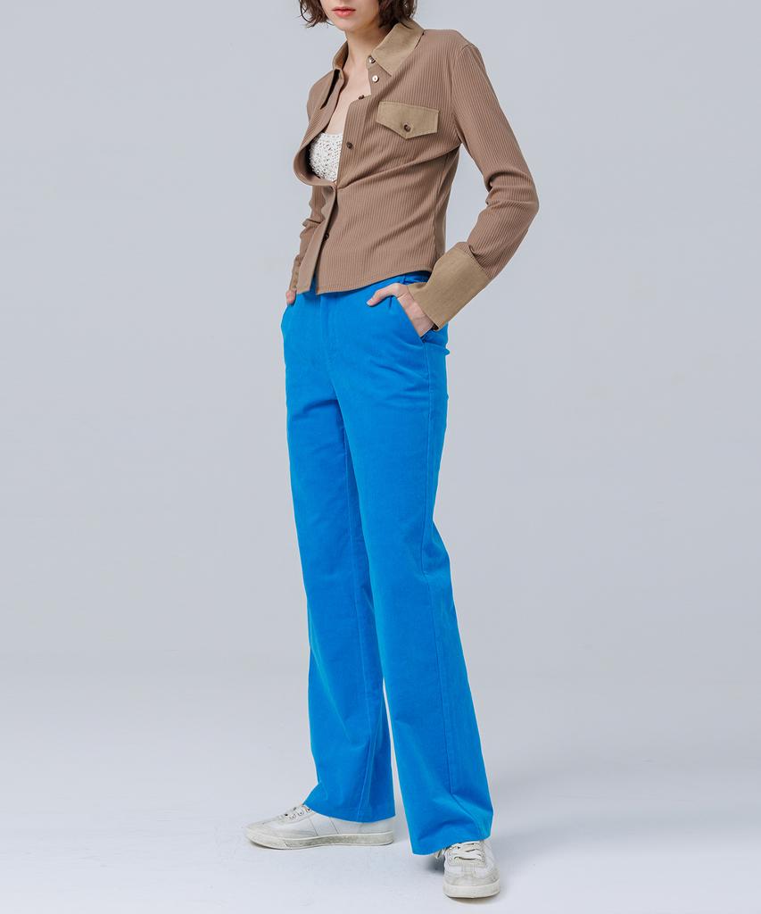 PAGE Corduroy Semi-Bootcut Pants_Blue