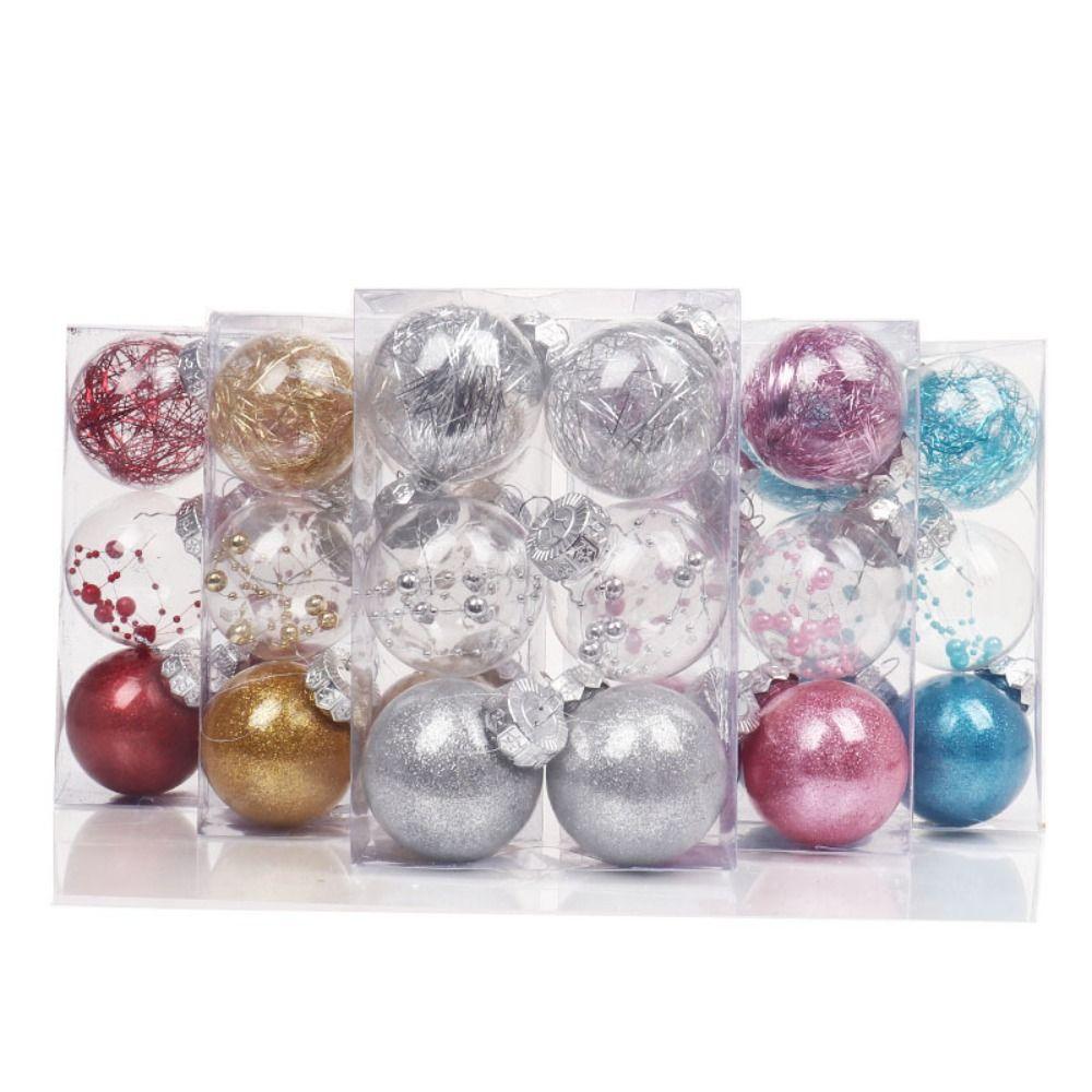 6Pcs/Box Electroplated Painted Ball Christmas Tree Ornament DIY Crafts Painted Plastic Christmas Gifts Boxes Pendant Pendant