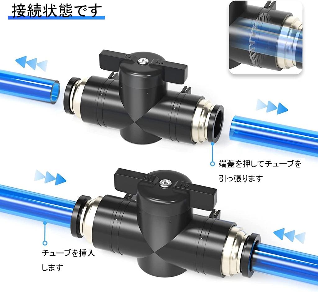 TAILONZ Pneumatik 6mm Außendurchmesser Kugelhahn Luftstromregelventil Druckadapter BVU-6 (Packung mit 5)