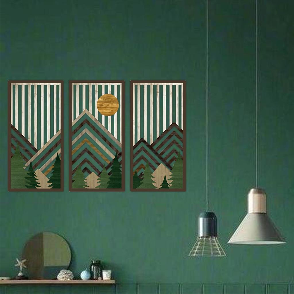 Bohemian Style Hollow Wooden Hanging Wall Decoration Wall Hanging Quadruple Mountain Forest Hollow Board