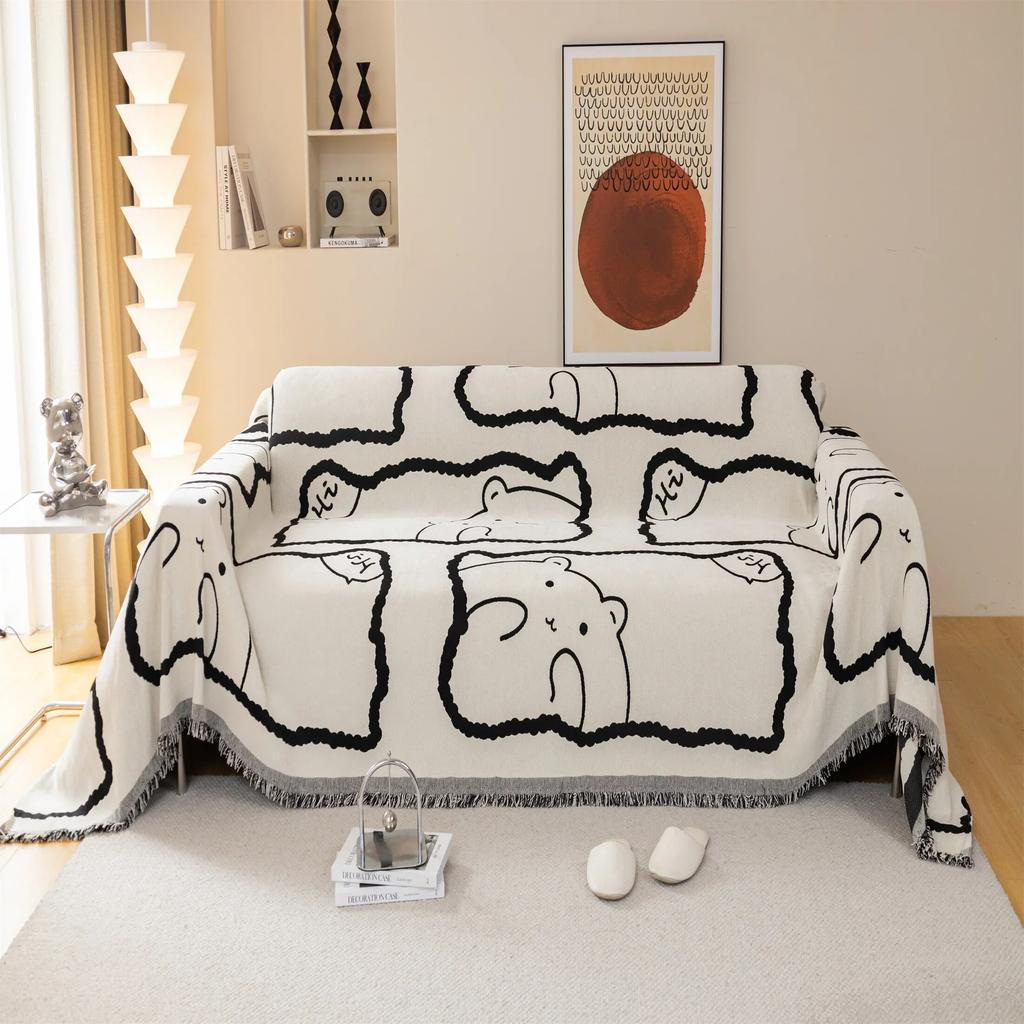 Home Living Room Decor Sofa Blanket Multipurpose Solid Color Furniture Cover Durable Fabric Dust-proof Anti-scratch
