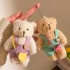 Cute Bear Plush Doll Pendant: Heart Backpack Charm for Girls