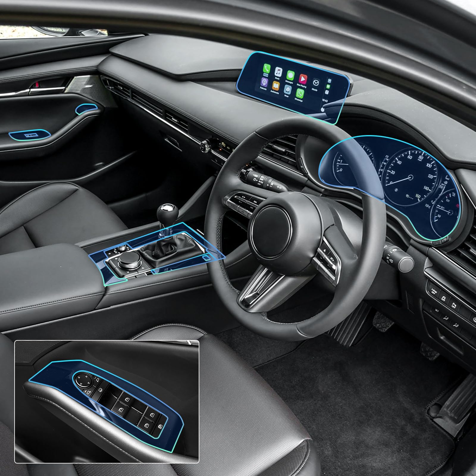 

FDAIUN Прозрачная защитная пленка для интерьера для Mazda 3 Axela BP Защитная пленка из ТПУ с защитой от царапин и совместимая с MAZDA 3 Drive Car