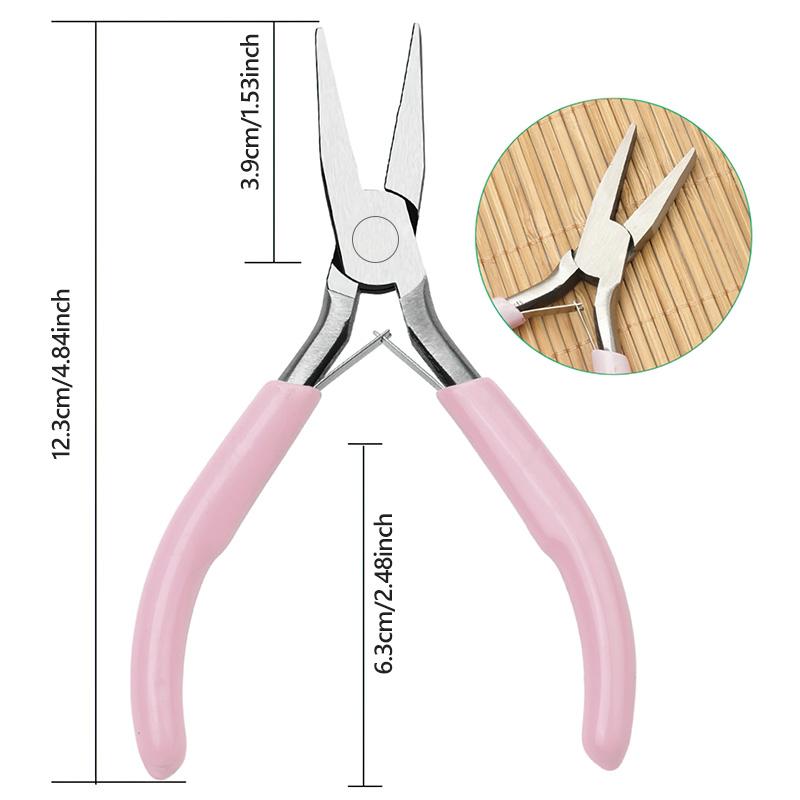 Cute Pink Color Handle Anti-slip Splicing and Fixing Jewelry Pliers Tools & Equipment Kit for DIY Jewelery Making Needlework