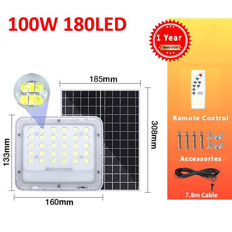 100W Solar LED Light Outdoor Remote Control  Waterproof For Garden Street Spotlight Powerful Solar Powered Floodlight Wall Lamp