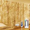 300 LED Eventyrlys Gardinlys 9,8ft x 9,8ft Vindu Vegg Hengende Lyslenke USB Drevet Gardinlys for Soverom Bakteppe Bryllupsfest Innendørs Dekor