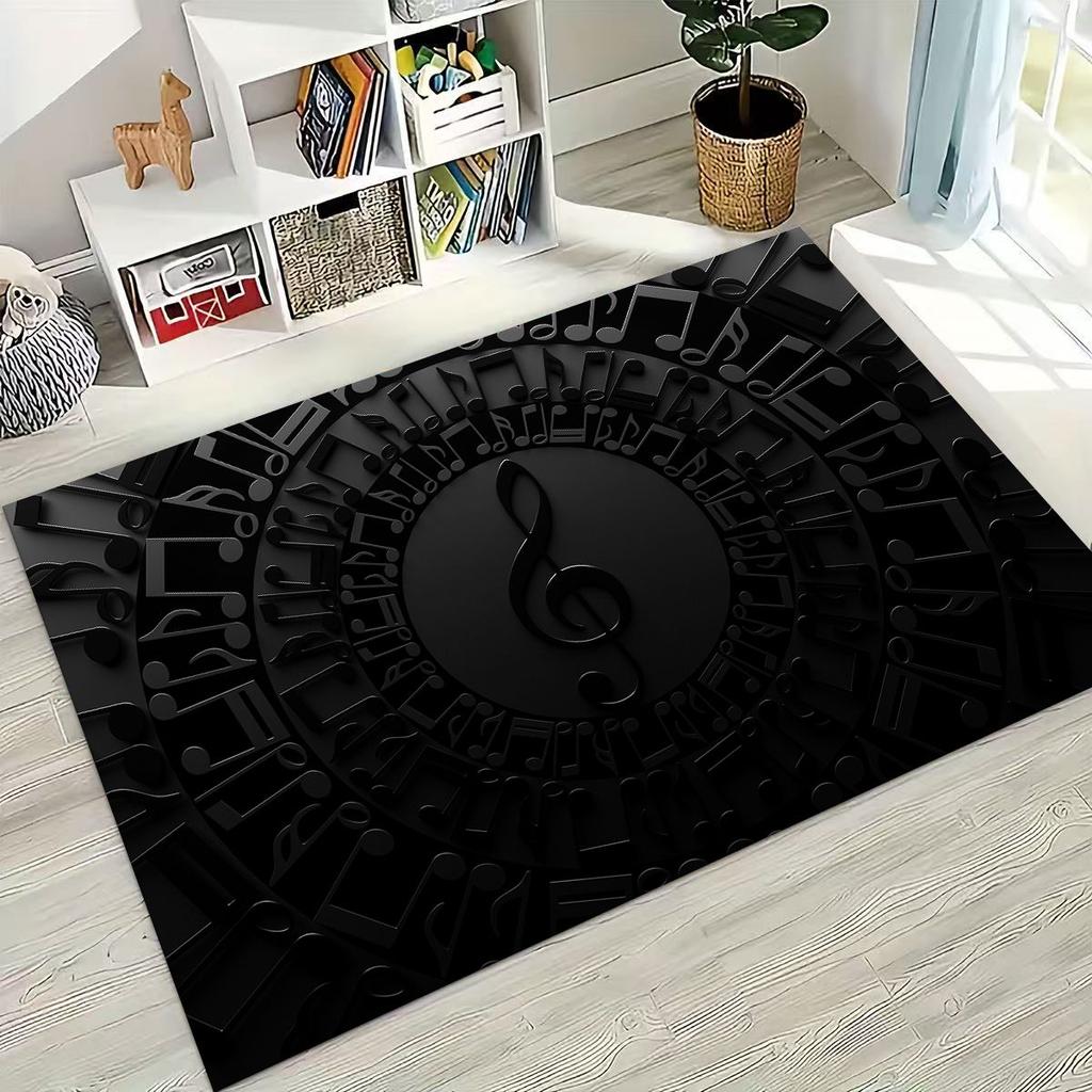 Tańcząca Muzyka Nuta Muzyczna Instrument Kreskówkowy Dywanik do Sypialni Salonu Kanapy Domowego Wycieraczka Dekoracja, Duży Dziecięcy Antypoślizgowy Dywanik Podłogowy