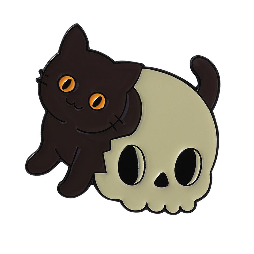 Stylová gotická kočičí brož s designem kostlivcové tlapky Jedinečný módní připínáček lebky kočky Pro halloweenskou párty Kostýmové doplňky