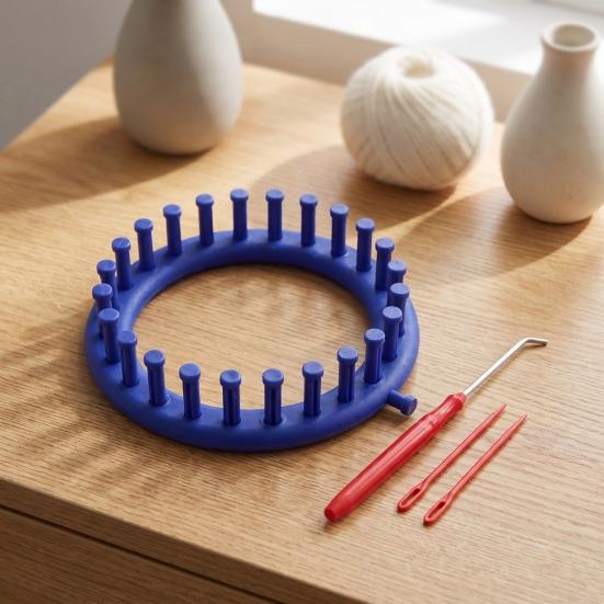 Sweater Knitting Loom Set with Crochet Hook, Needle, Plastic Round Rectangular Yarn Weaving Hand Tools Kit, Beginner for DIY Hat Scarf Shawl Sweaters