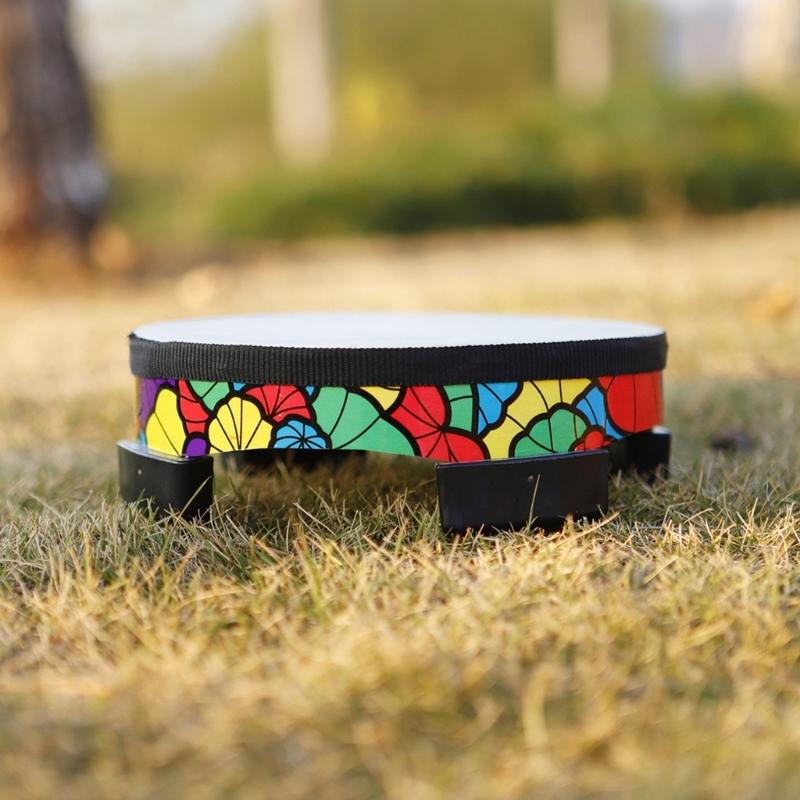 Ground Drum Sheepskin Applique Tambourine Kids Hand Drum Musical Sound Tool Percussion Instrument for School Bands