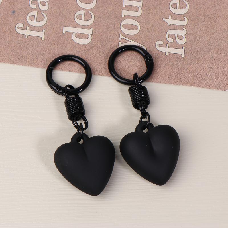 2Pcs Cute Candy Color Heart Keychain Korean Simple Love Keyring Bag Pendant Hanging Decoration Car Key Holder Couple Gifts