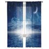 White Clouds Moon In The Night Sky Tulle Window Curtains Living Room Organza Sheer Voile Curtain Bedroom Kitchen Home Decor