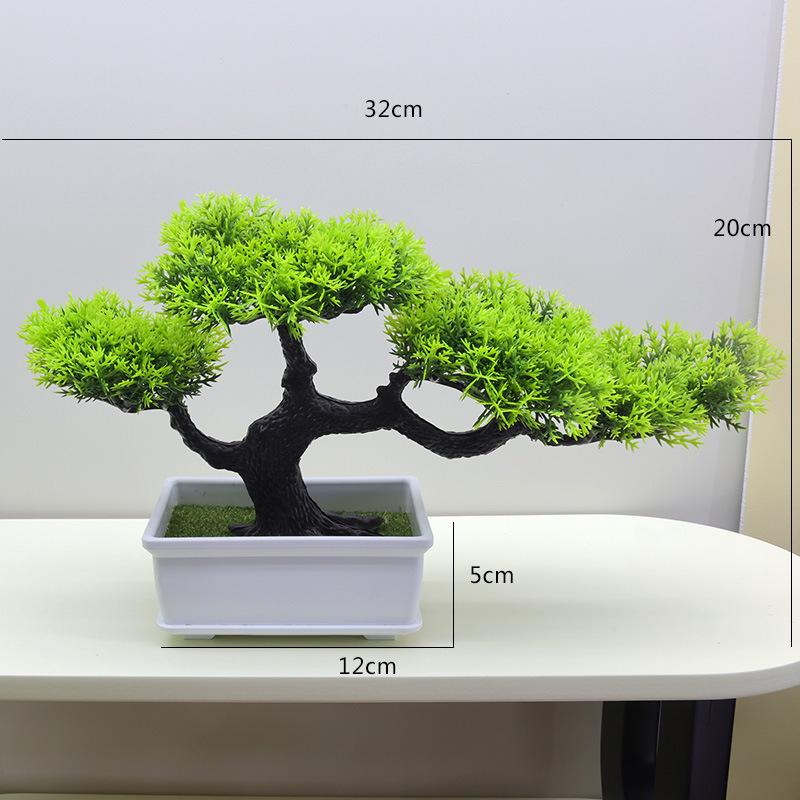 Artificial Pine Bonsai Desktop Decoration - Small Potted Green Plant Ornament for Living Room