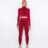Neue Woemn Nahtlose Yoga Set Sportswear Herbst und Winter Langarm Crop Top Stehkragen Hohe Taille Leggings Sport Anzüge