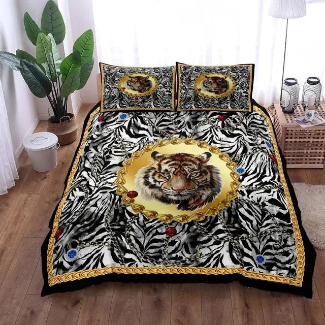 Set da letto di lusso con motivo barocco dorato Set copripiumino singolo matrimoniale queen size king size Set copripiumino per regalo Biancheria da letto