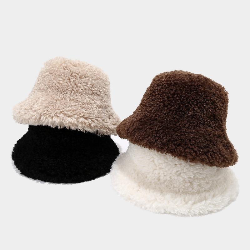 Women S Winter Thick Faux Lamb Wool Bucket Hat