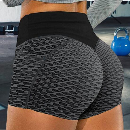 Women Yoga Shorts Solid Color Elastic High Waist Tummy Control Butt-lifted Workout Breathable Honeycomb Lady Summer Shorts Women Clothes