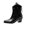 Women's high-heeled short boots autumn and winter new thick-heeled solid-color large-size ankle boots