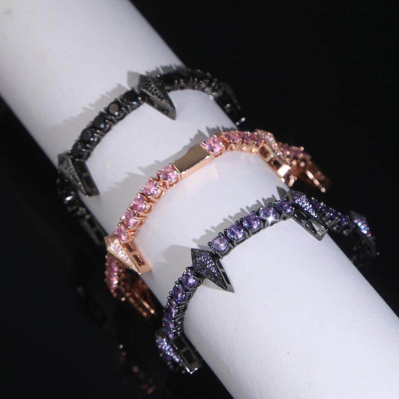 Black Panther Zircon Hip Hop Bracelet - White, Pink, Black & Purple Punk Style Bangle Jewelry