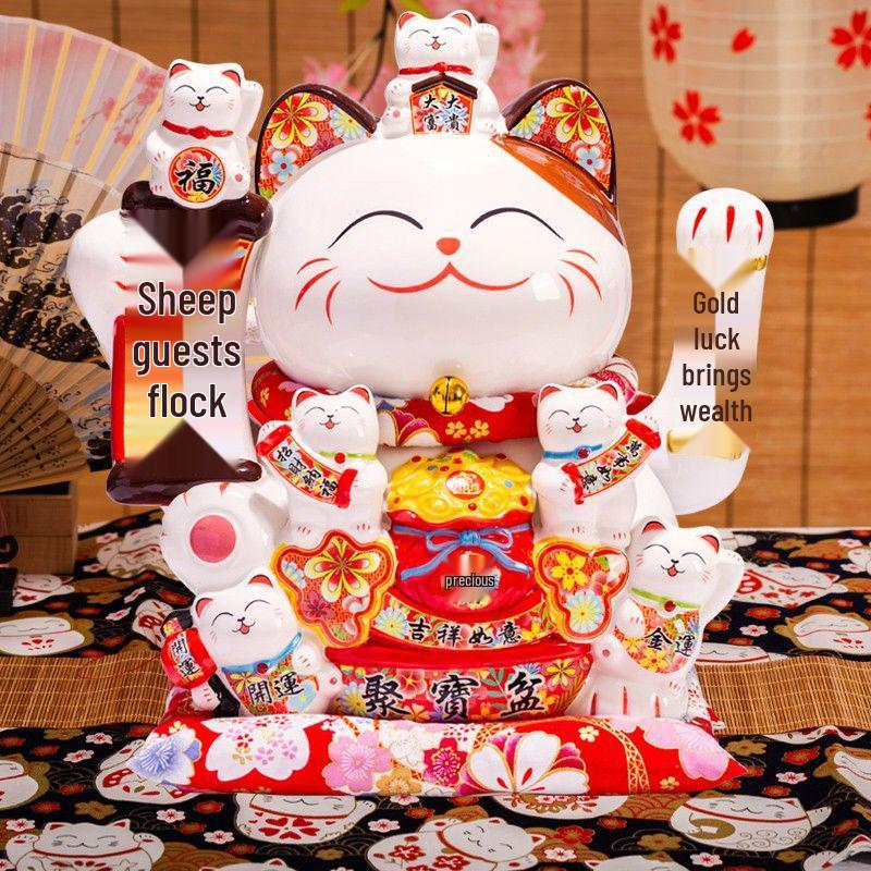 Lucky Cat 2025 Model: Automatic Waving Hand Ornament for Business Prosperity and Home Decor