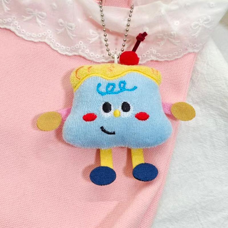 Cute Cartoon Doughnut Bread Doll Keychain Fun Stuffed Doll Toy Backpack Pendant Decorative Car Key Chains Accessories Gift