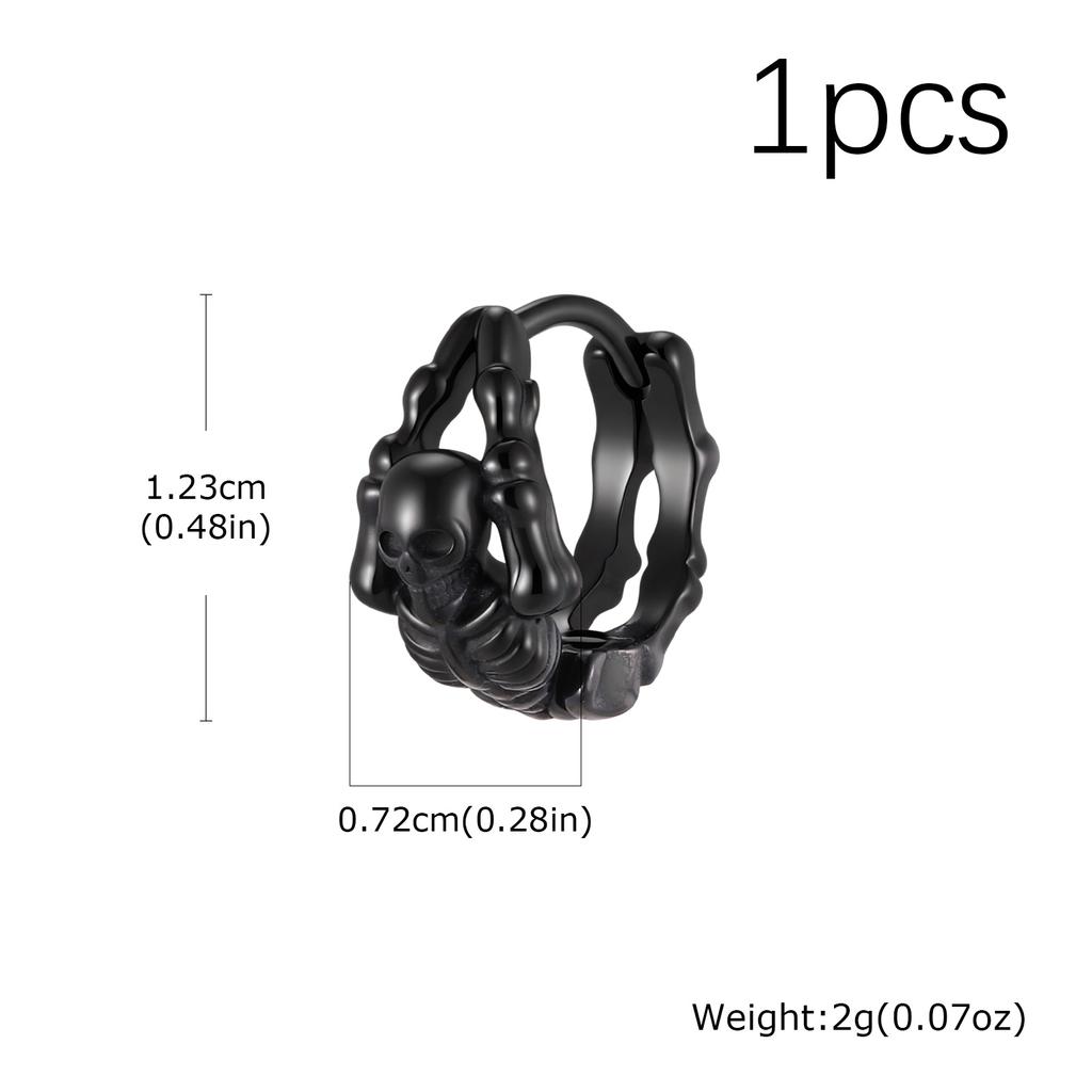 Punk Skeleton Huggies Hoop Earrings for Men,Hypoallergenic Gothic Metal Hoop Earrings,Vintage Biker Halloween Party Gifts