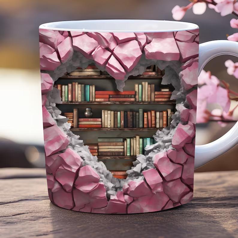 

3D Керамическая кофейная кружка ко Дню святого Валентина, чашка для воды, книжная полка, сердце любви 301-400ml