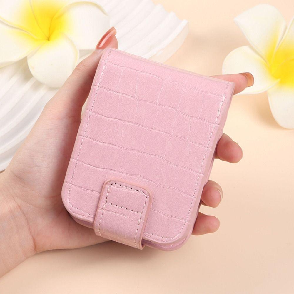Fashion Alligator Pattern Lipstick Bag PU Leather Mini Makeup Bag with Mirror Portable Lipstick Protective Cover for Women Girls