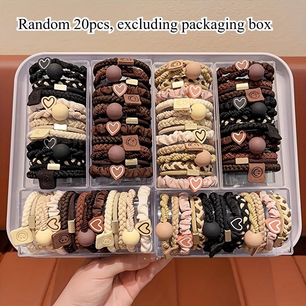 Boho Chic Women's Hair Ties Set - Cute Heart Charm & Bead Elastic Headbands for All Hair Types, for Ponytails and Workouts