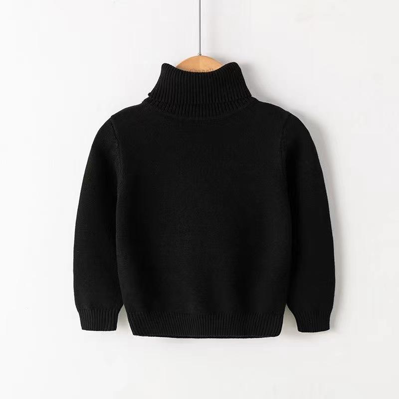 Children's Sweaters Autumn and Winter Pure Cotton Line Boys and Girls Baby Pullover Turtleneck Bottoming Sweater