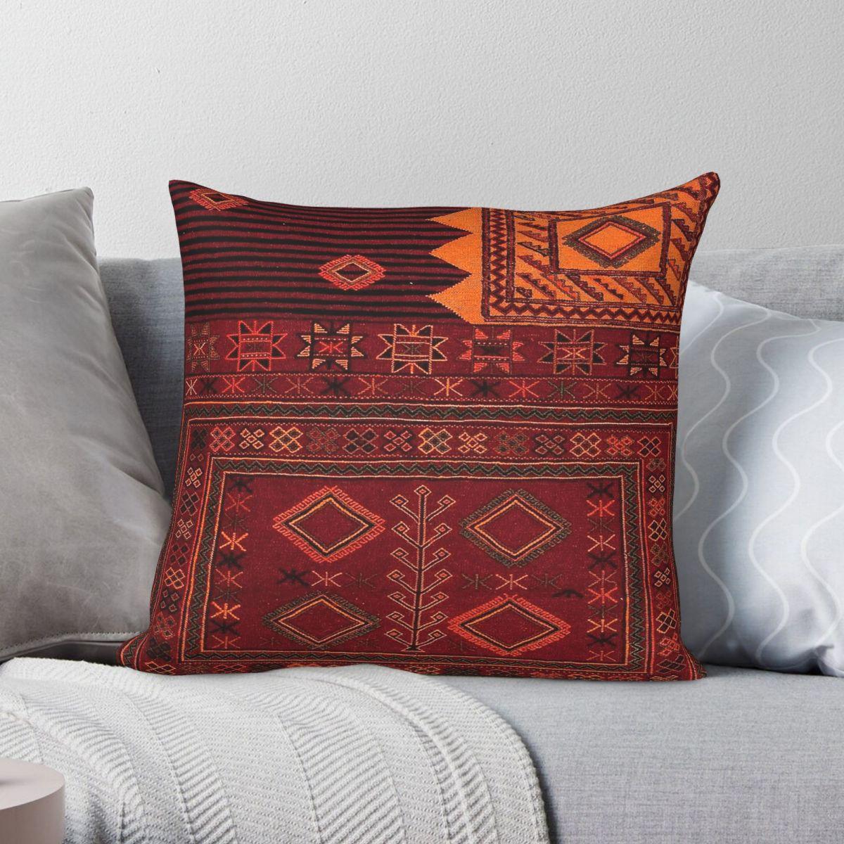 Exquisite Ornaments Unisex Bohemian Moroccan Square Pillowcase Polyester Linen Velvet Printed Zip Decor Throw Pillow Case Home Cushion Cover