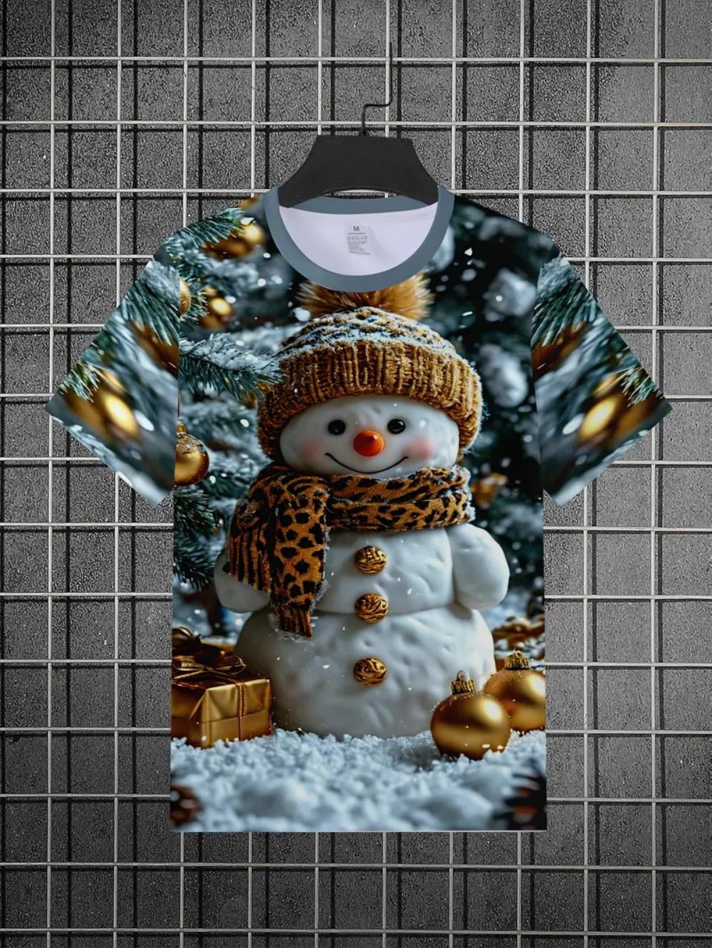 T-Shirt for Kids Santa Claus 3D Print Boys Short Sleeve Tee Happy New Year 2026 Kids Girls Clothes Festive Party Kids Clothing 100
