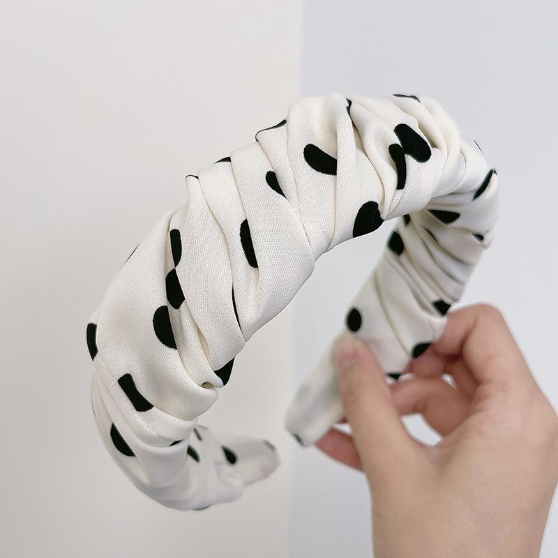 Stof Polka Dot Kronkelend Brede Rand Hoofdband Mode Haaraccessoires Trend Voor Vrouwen Trend Eenvoudige Haarband Haarband Meisje Nieuw gray