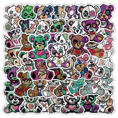 54/108 Pcs Cartoon Horror Cute Monster Bear Thick Waterproof Stickers for Cup Phone Stationery Box Helmet Headphone Notebook